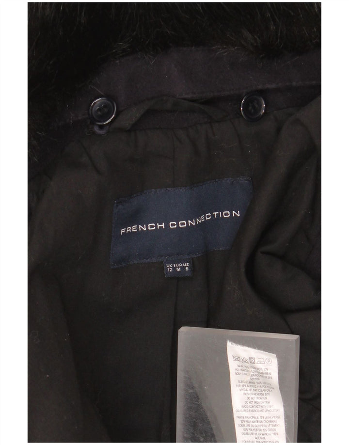 French Connection Dame Overfrakke UK 12 Medium Navy Blue Virgin Wool