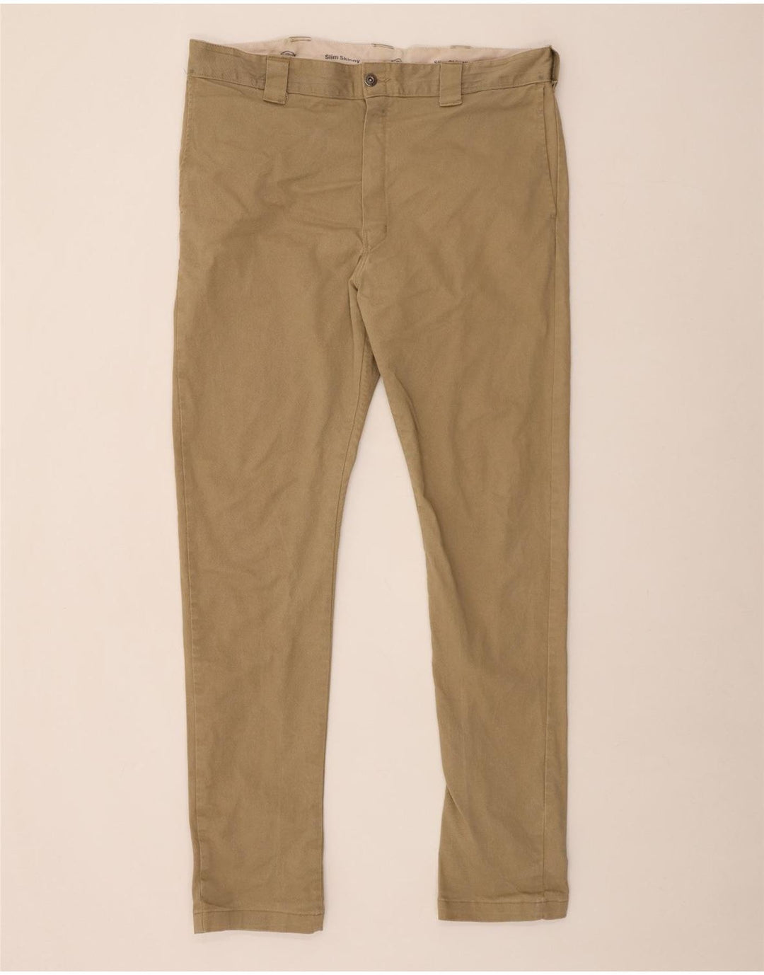 DICKIES Herre Slim Skinny Chino Bukser W38 L34 Beige Bomuld