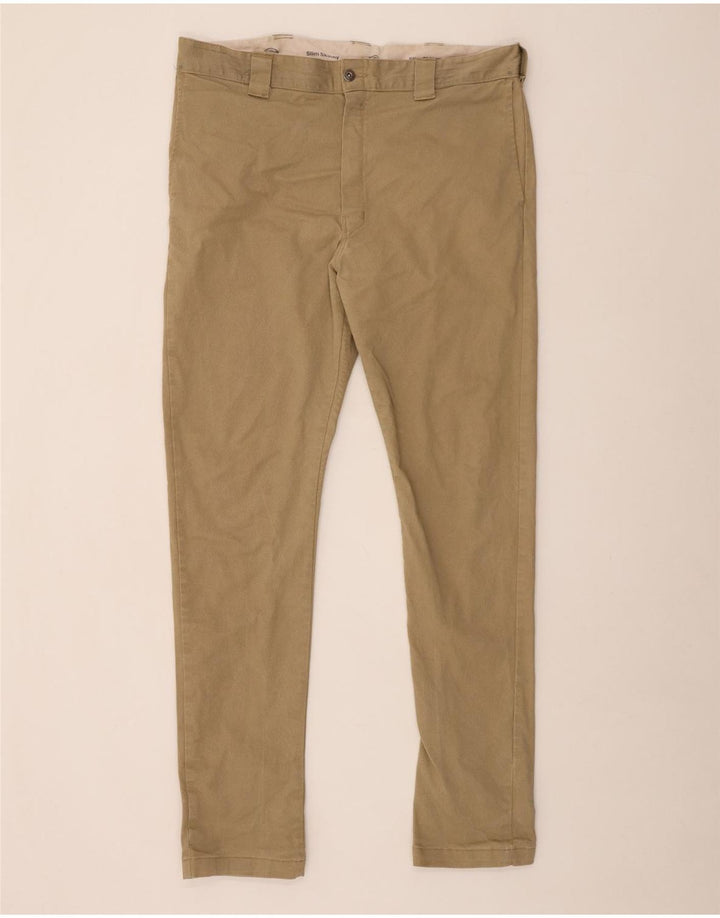 DICKIES Herre Slim Skinny Chino Bukser W38 L34 Beige Bomuld