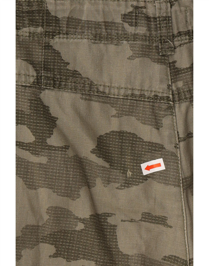 BENETTON Cargo Shorts til drenge 13-14 år 3XL W30 Khaki Camouflage Bomuld