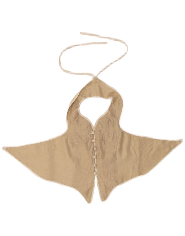 VINTAGE Kvinders abstrakt mønster Crop Halter Top UK 12 Medium White