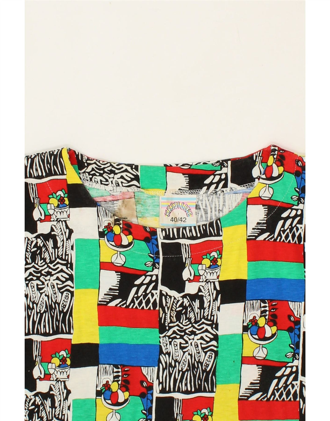 VINTAGE Womens Blouse Top IT 40/42 Medium Multicoloured Patchwork Cotton Vintage Vintage and Second-Hand Vintage from Messina Hembry 