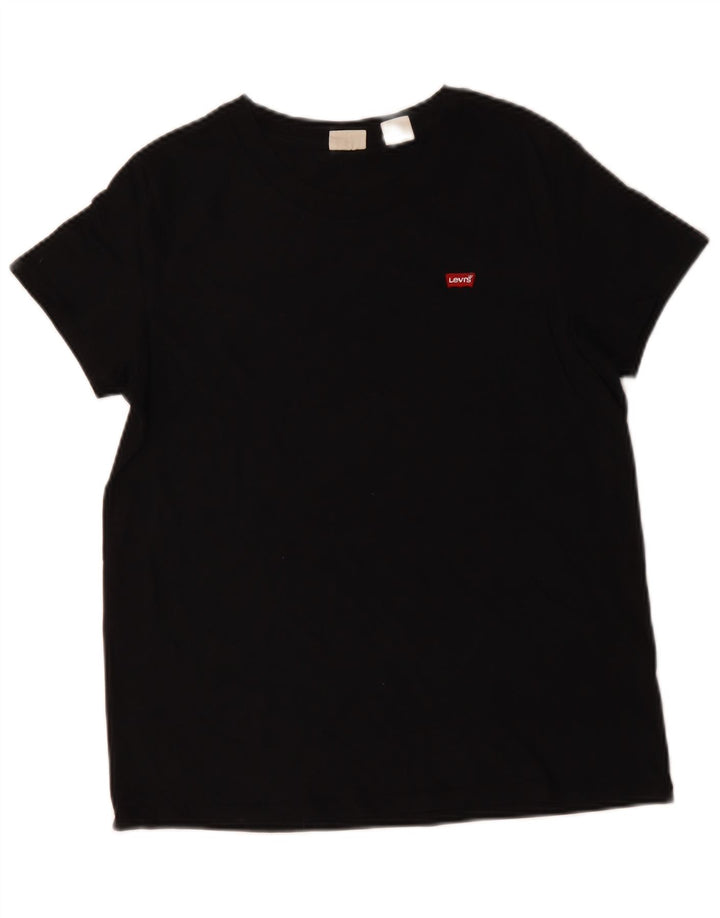 Levi's Dame T-Shirt Top UK 14 Medium Sort Bomuld