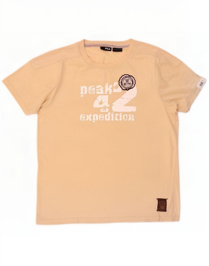 Fila Herre Grafisk T-Shirt Top Stor Beige Bomuld