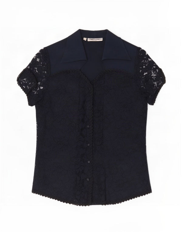 Enara Camicece kvinders blonde kortærmet skjortebluse US 1 XS Marineblå