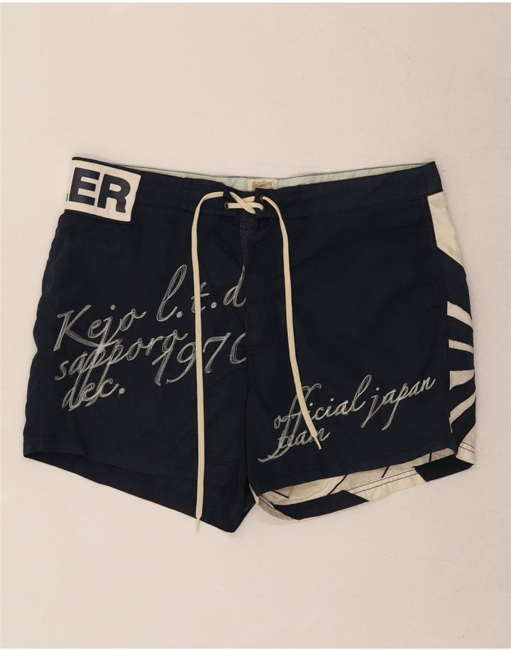 Kejo Herre grafiske svømmeshorts Medium Navy Blue Colourblock Nylon
