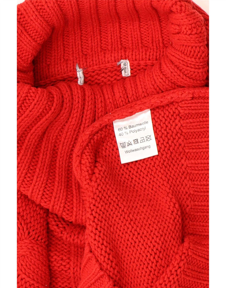 Vintage Dame Roll Neck Jumper Sweater UK 12 Medium Red Wool