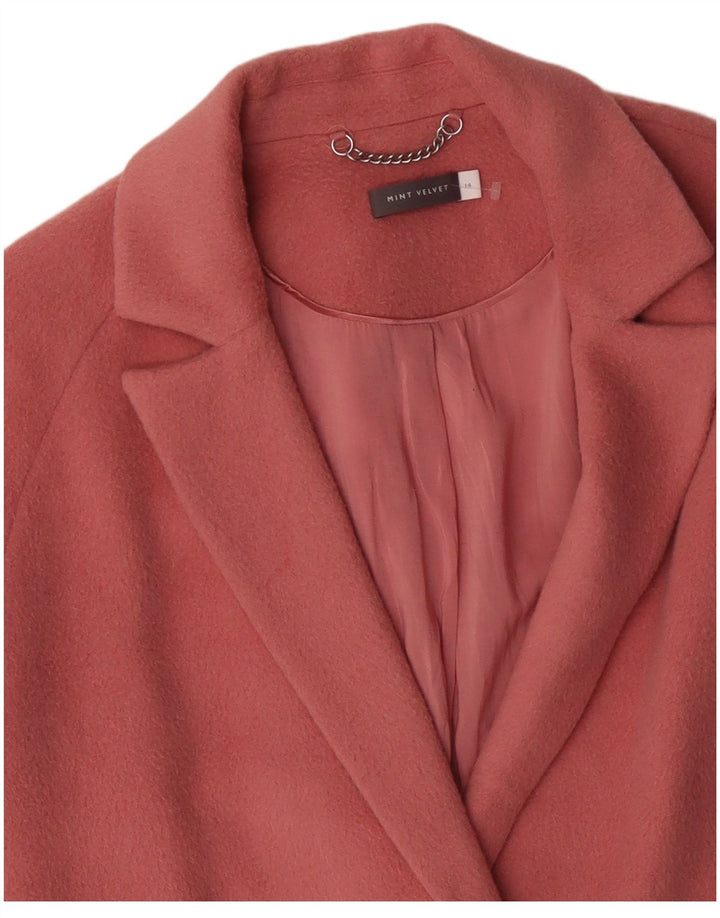 MINT FLØJL Dame Oversized åben overfrakke UK 14 Large Pink Wool