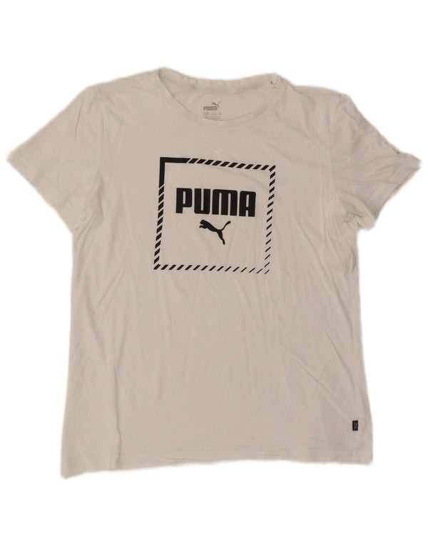 Puma Boys Grafisk T-Shirt Top 15-16 år XL Hvid