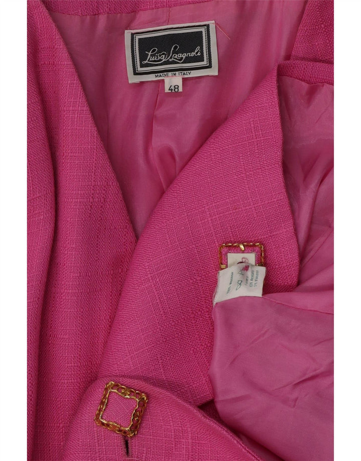 Luisa Spagnoli Dame 2 Button Blazer Jacket IT 48 XL Pink Acetate