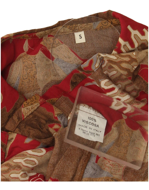 Vintage oversized skjortebluse til kvinder UK 10 Lille rød farveblok