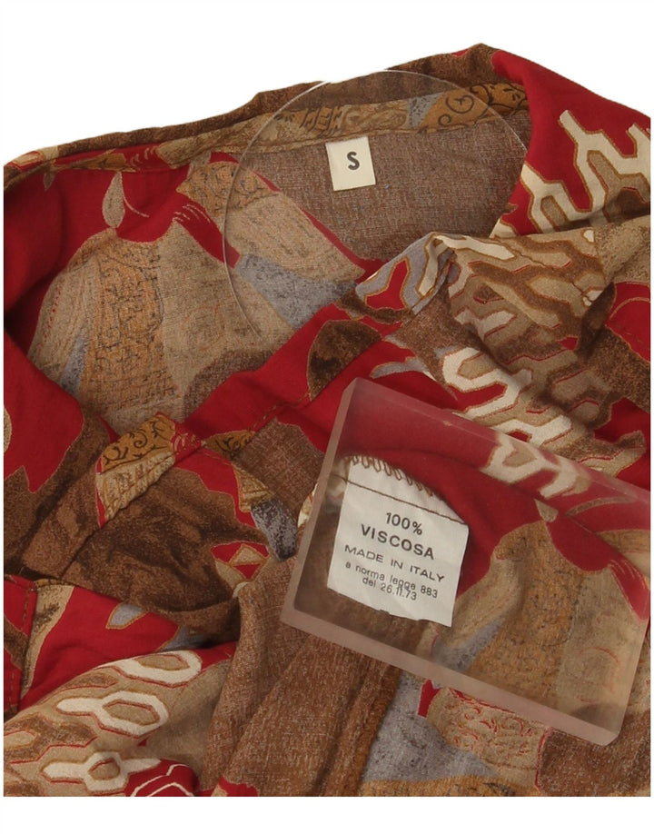 Vintage oversized skjortebluse til kvinder UK 10 Lille rød farveblok