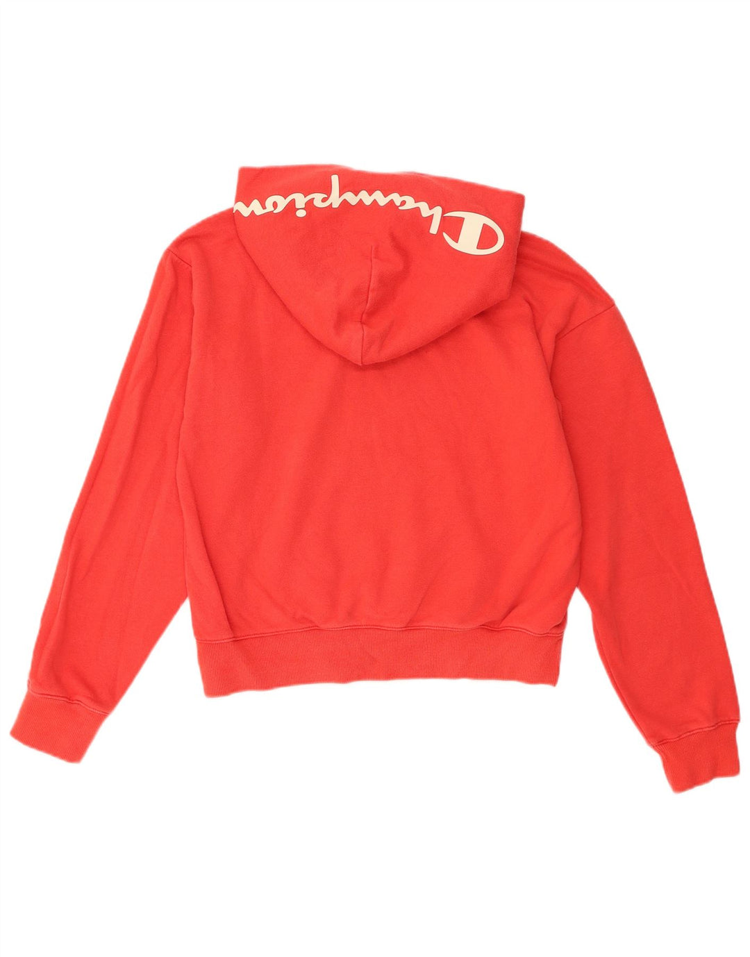 Champion Dame Crop Hoodie Jumper UK 14 Medium Red