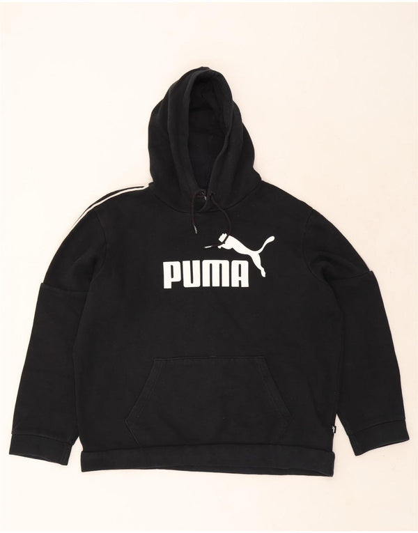 Puma Mens Graphic Hoodie Jumper Large Black Cotton