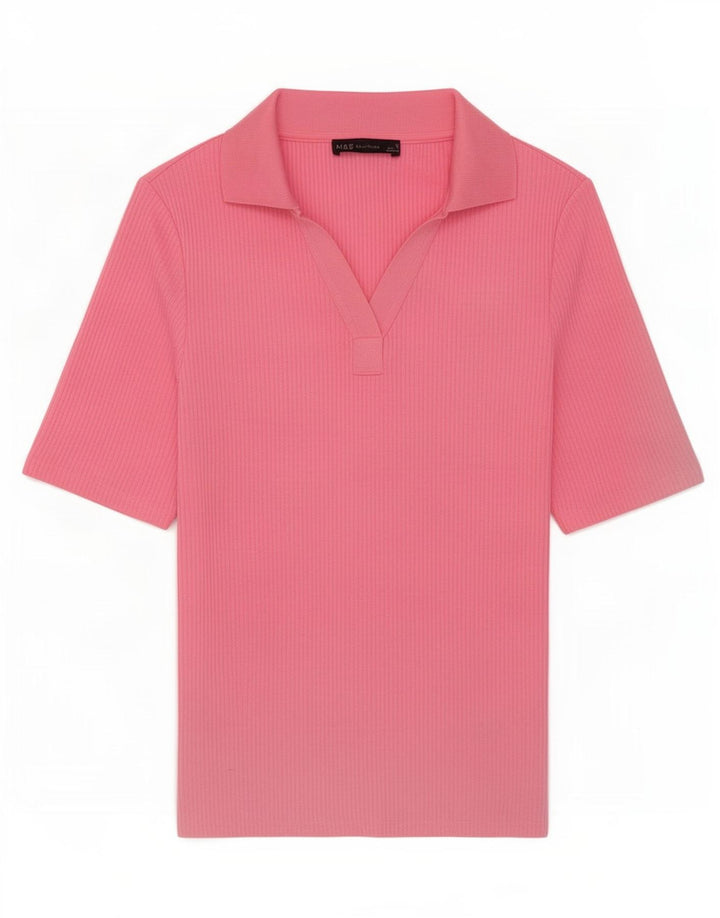 Marks & Spencer Dame Polo Shirt UK 12 Medium Pink Polyester