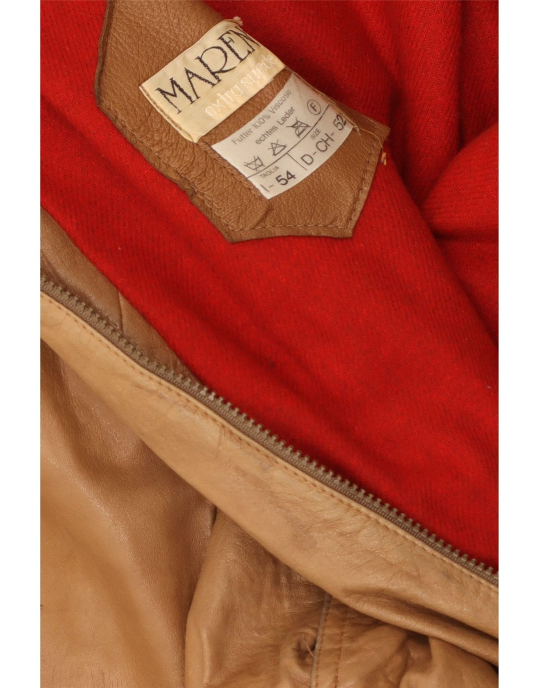 Maren Herre Læderjakke IT 54 2XL Beige Colourblock Læder