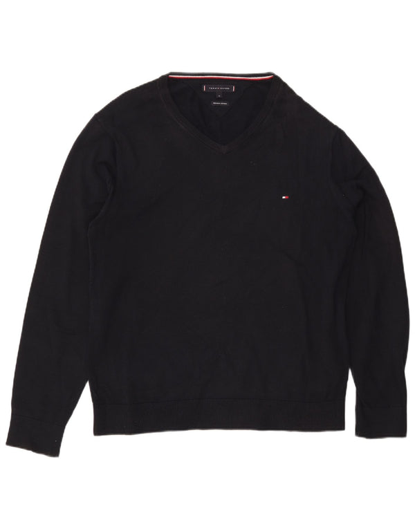TOMMY HILFIGER Herre V-hals sweater XL marineblå bomuld