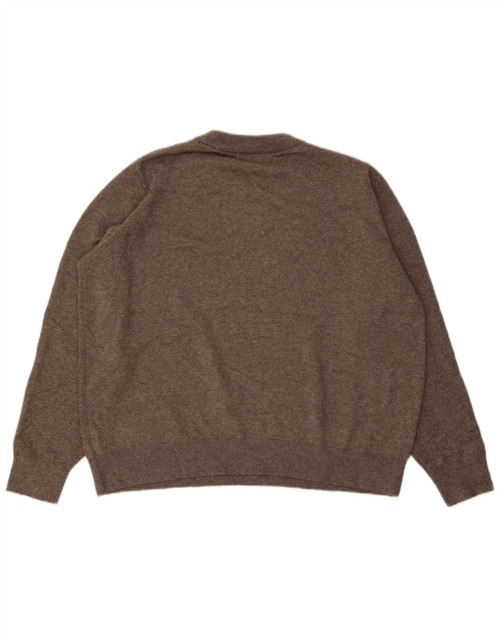 Marks & Spencer Herre sweater med rund hals, stor brun polyester