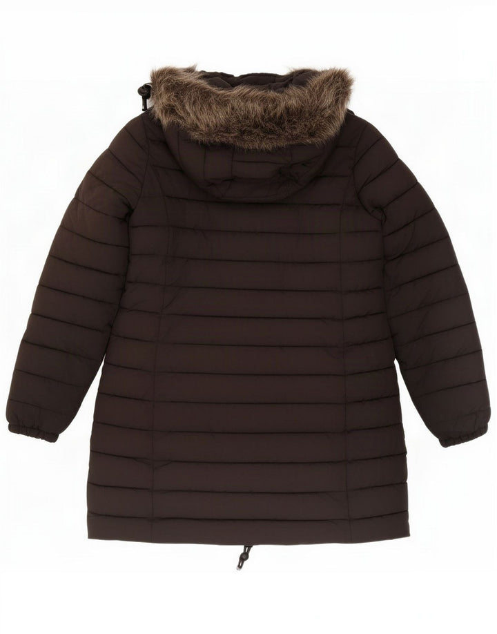 Superdry Dame Hooded Polstret Frakke UK 12 Medium Black Polyester