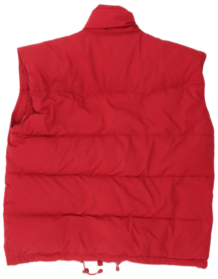 Vintage Polstret Gilet UK 40 Stor Rød Polyester til mænd