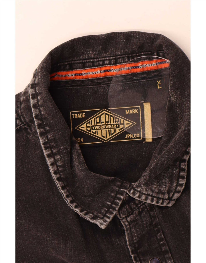 Superdry denimskjorte til mænd XL sort bomuld