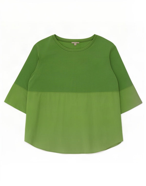 Cos Womens Relaxed Fit Top 3/4 ærmer UK 16 Large Green Colourblock