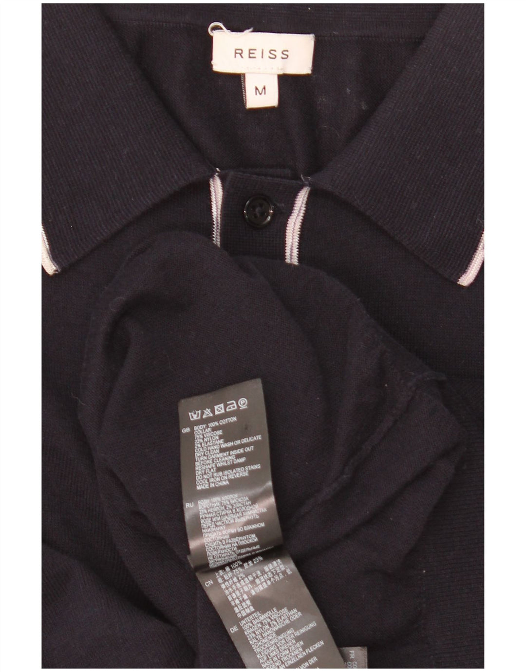 REISS Polo-halstrøje til mænd Medium marineblå bomuld