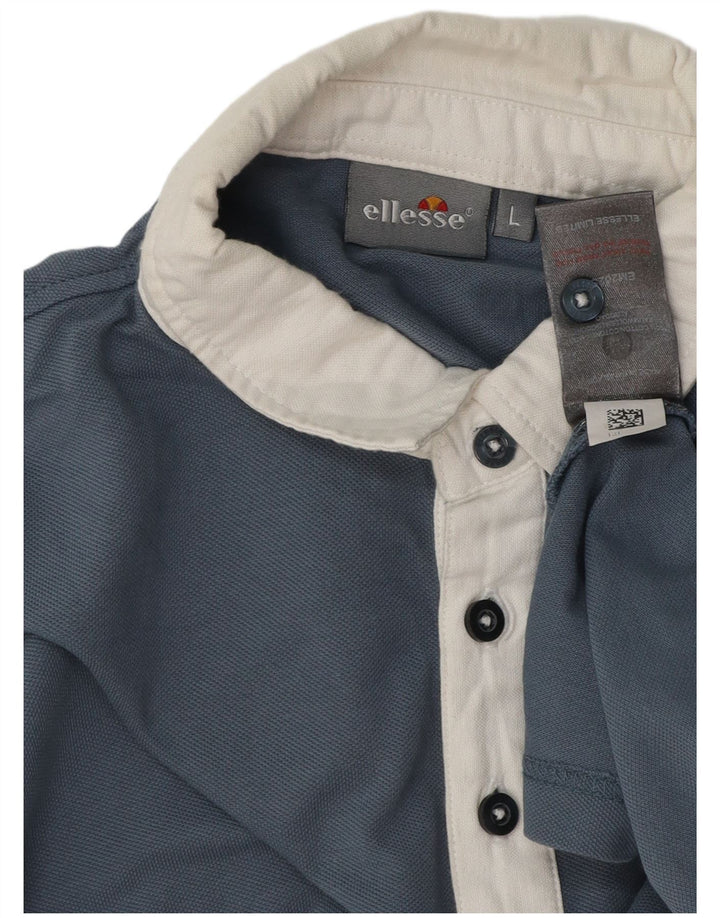 Ellesse Herre Rugby Polo Shirt Stor Blå Bomuld