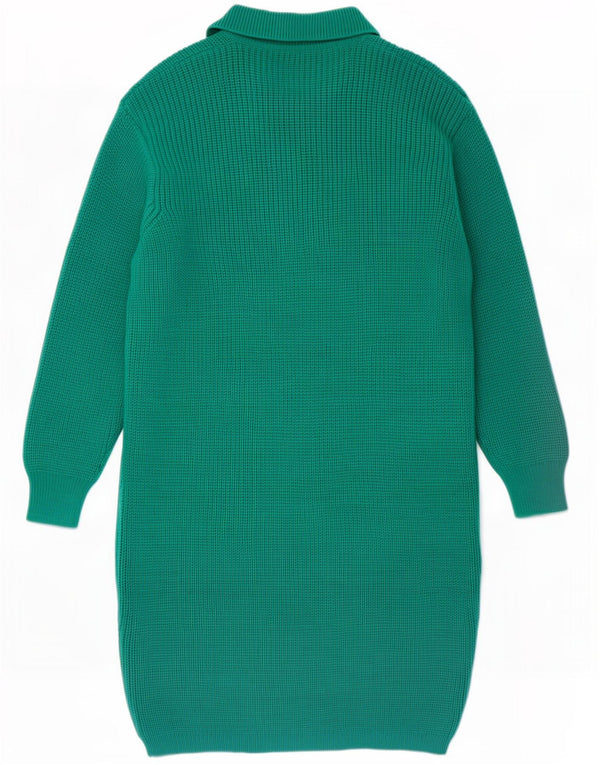 Marella Dame Loose Fit Jumper Dress UK 14 Medium Green Wool