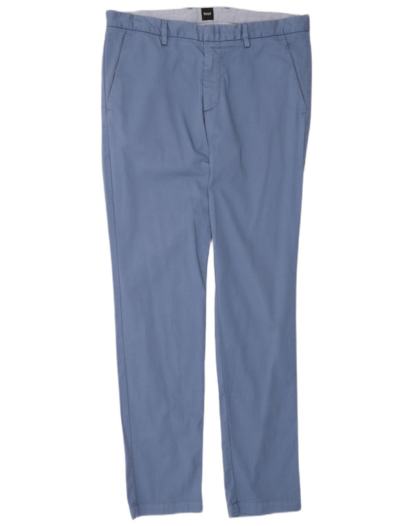 Hugo Boss Mens Slim Chino Trousers W32 L32 Blue Cotton