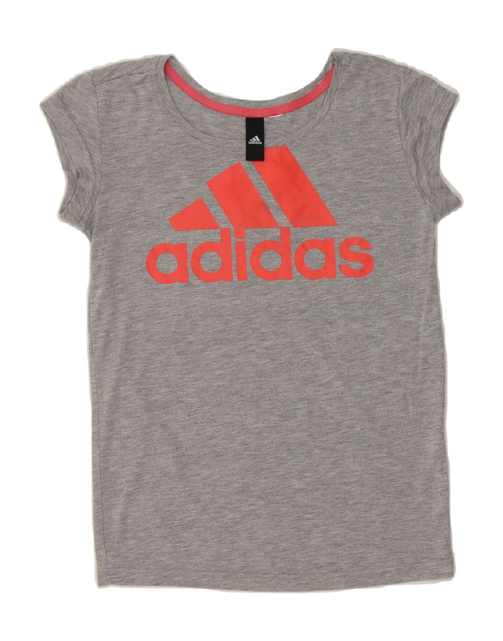 ADIDAS Womens Graphic T-Shirt Top UK 12 Medium Grey Vintage Adidas and Second-Hand Adidas from Messina Hembry 