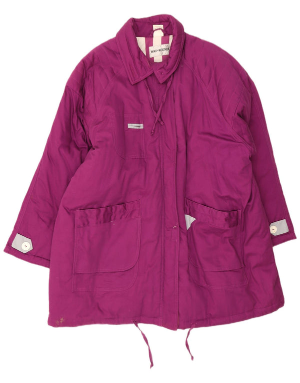 Vintage vindjakke til kvinder EU 52 4XL Lilla bomuld