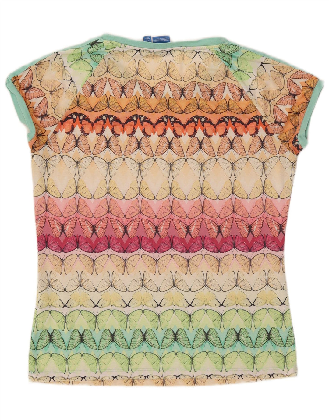 ADIDAS Grafisk T-Shirt Top UK 12 Medium Multicolored Butterfly