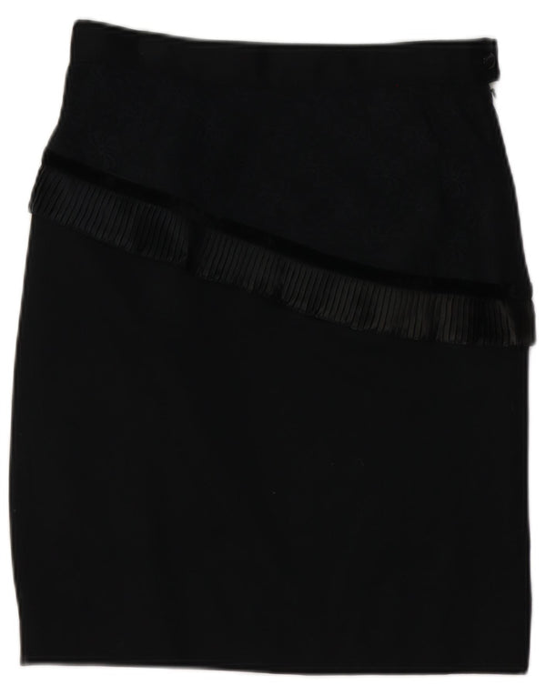 Vintage Kvinders High Waist Pencil Skirt UK 14 Large W28 Black New Wool