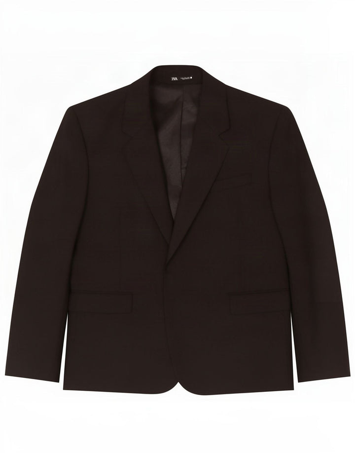 Zara Herre Blazer Jakke EU 52 Stor Sort Polyester