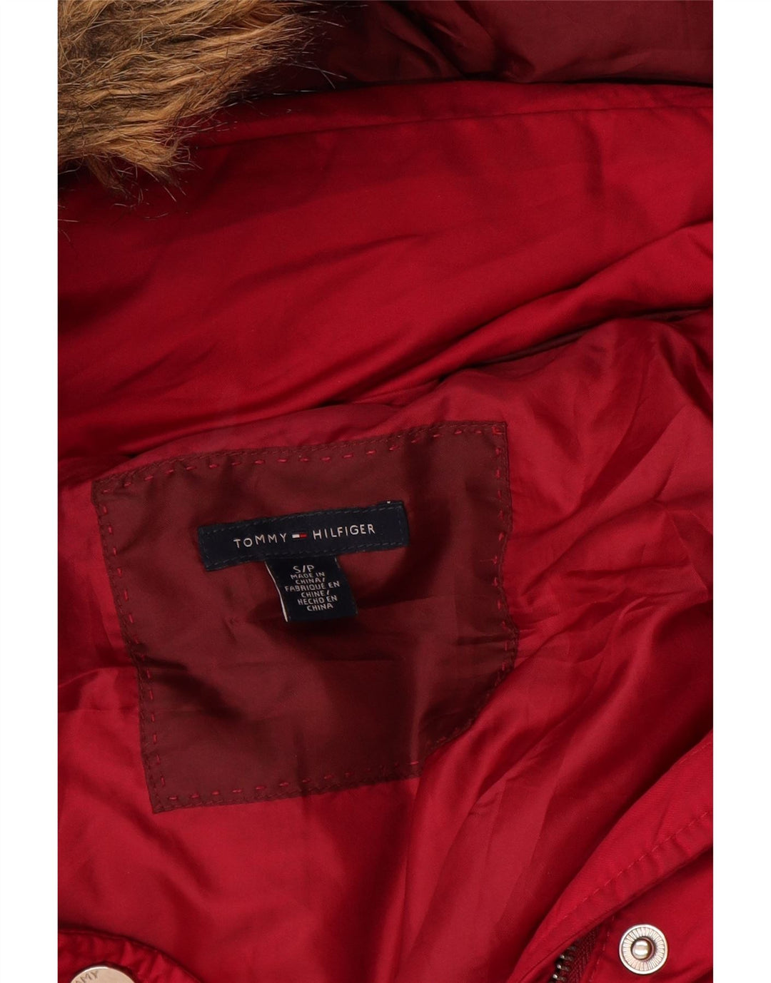 Tommy Hilfiger, polstret hættejakke til kvinder UK 10 Small Pink Polyester