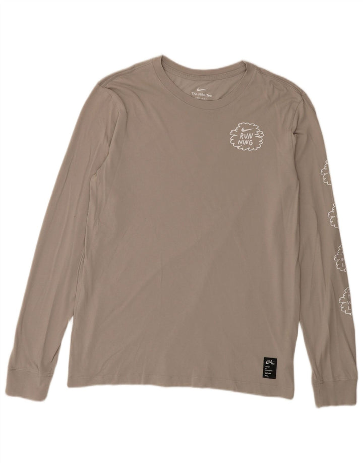 Nike Herre grafisk top Langærmet mellemgrå bomuld