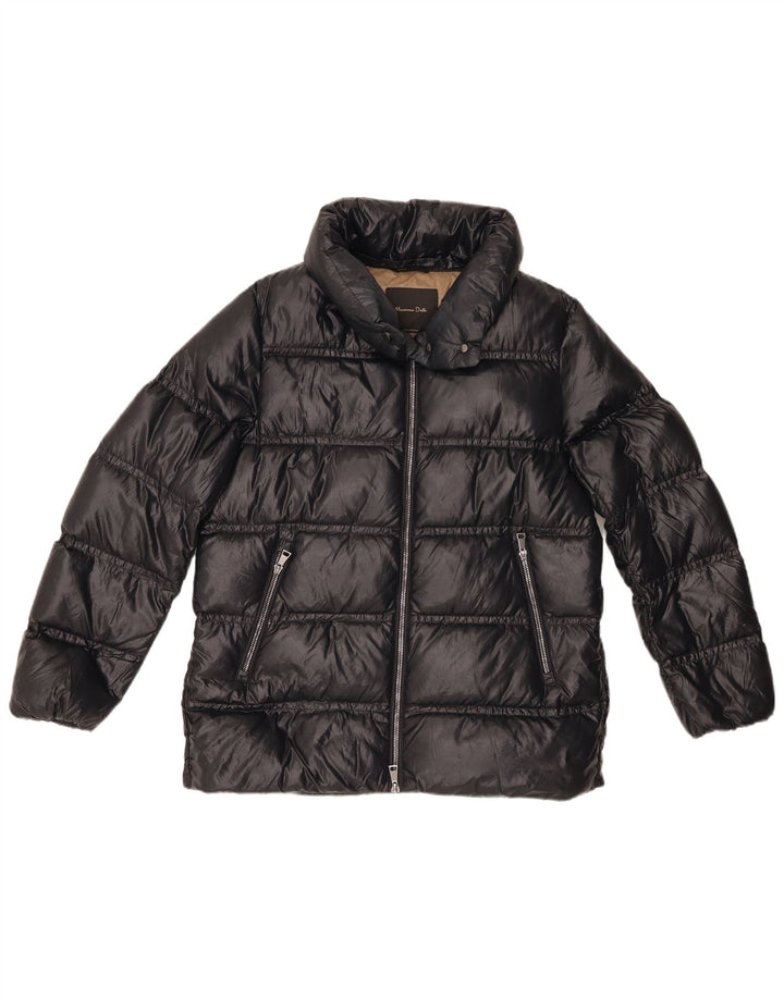 Massimo Dutti Dame Oversized Polstret Jakke UK 10 Small Black Nylon