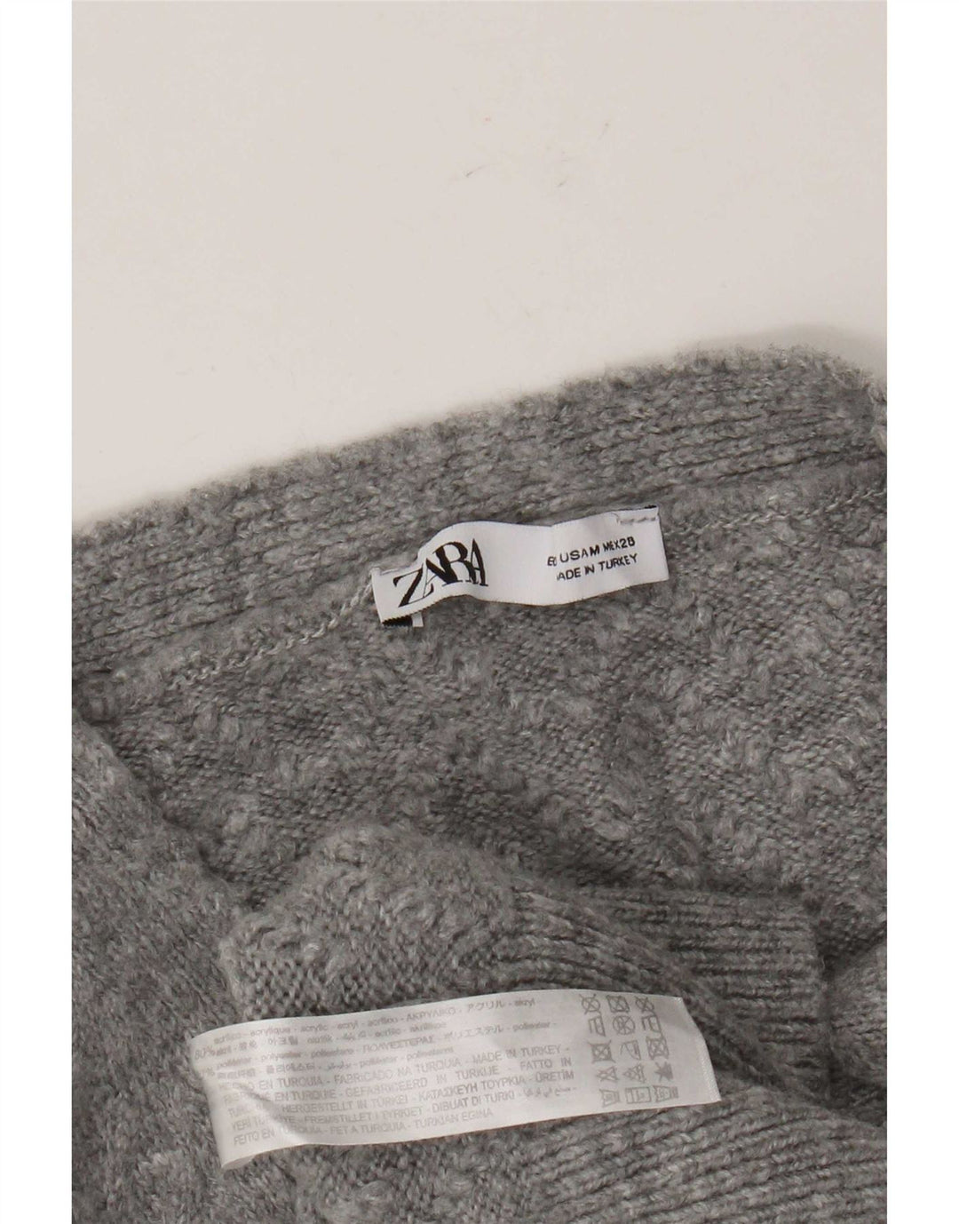 Zara Womens Crop Cardigan Sweater UK 14 Medium Grey Akryl