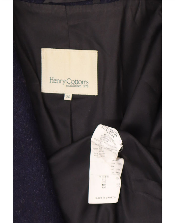 HENRY COTTONS Womens 3 Button Blazer Jacket IT 50 XL Navy Blue Wool