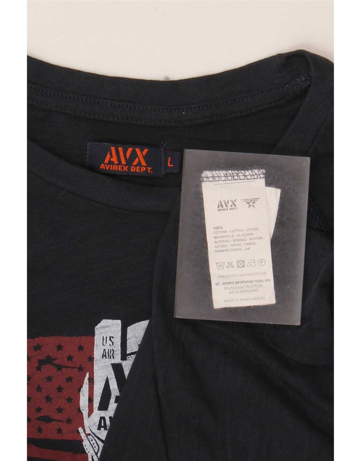 Avirex Herre grafisk T-shirt Top Stor marineblå bomuld