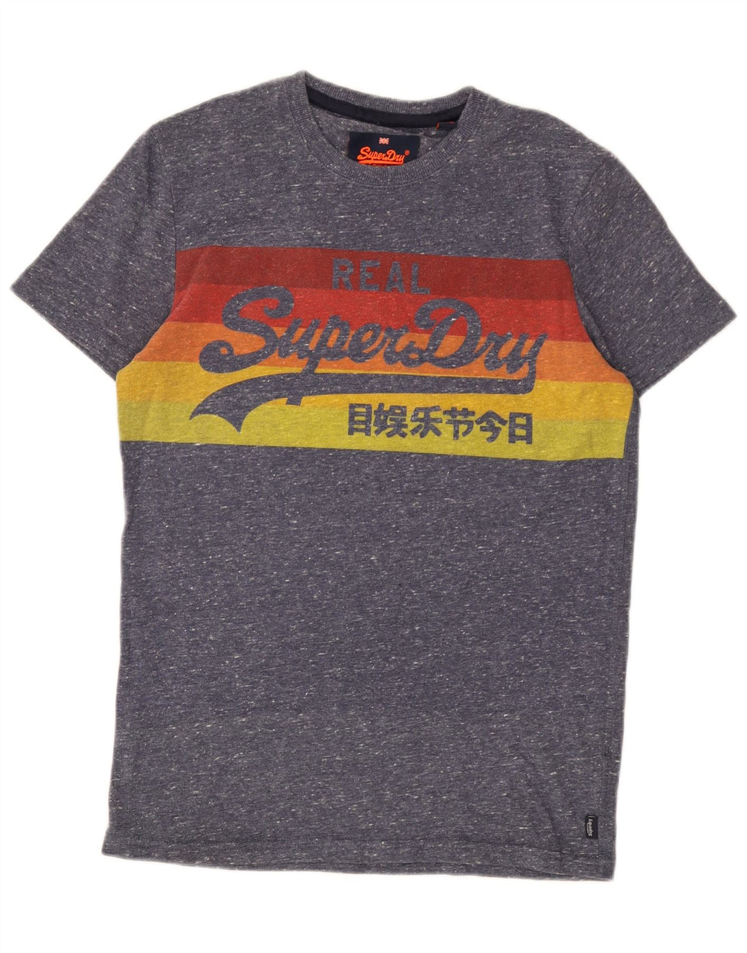 Superdry Grafisk T-shirt-top til mænd, lille blå flækket bomuld