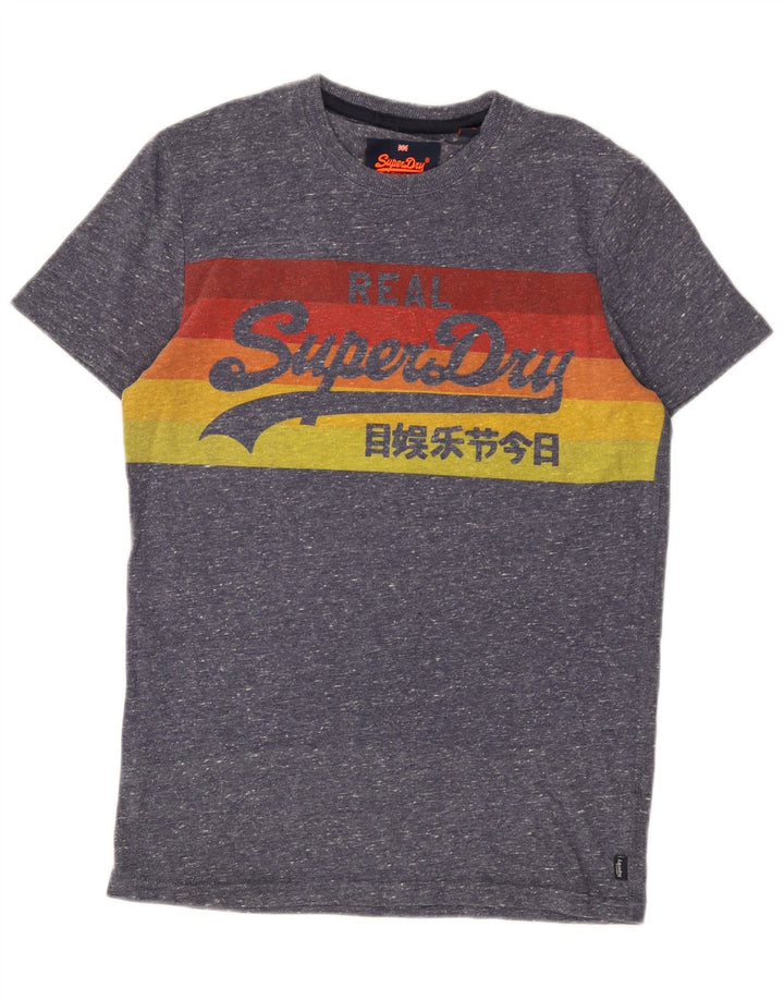 Superdry Grafisk T-shirt-top til mænd, lille blå flækket bomuld