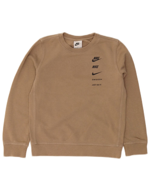Nike Boys Swoosh Graphic Sweatshirt Jumper 8-9 år Lille Beige Bomuld