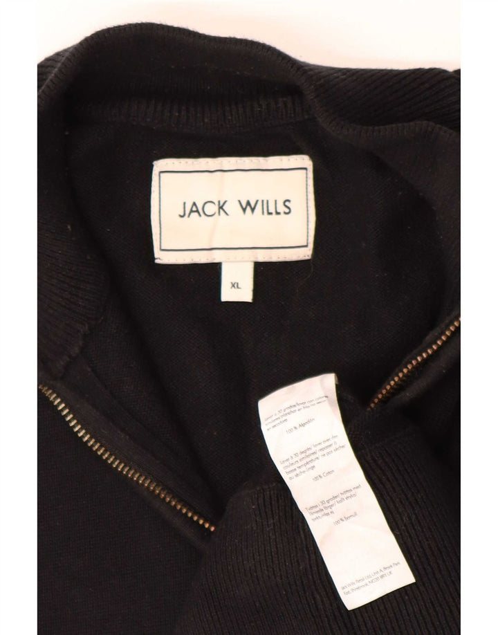 Jack Wills Herre Zip Neck Jumper Sweater XL Sort Bomuld