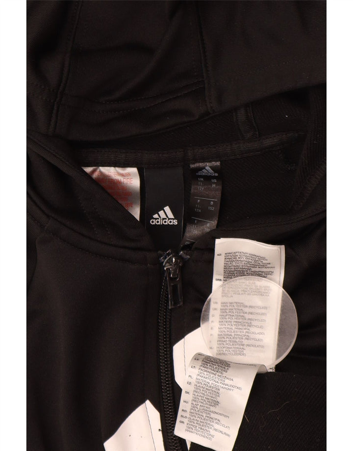 ADIDAS piger grafisk hættetrøje med lynlås 11-12 år sort polyester