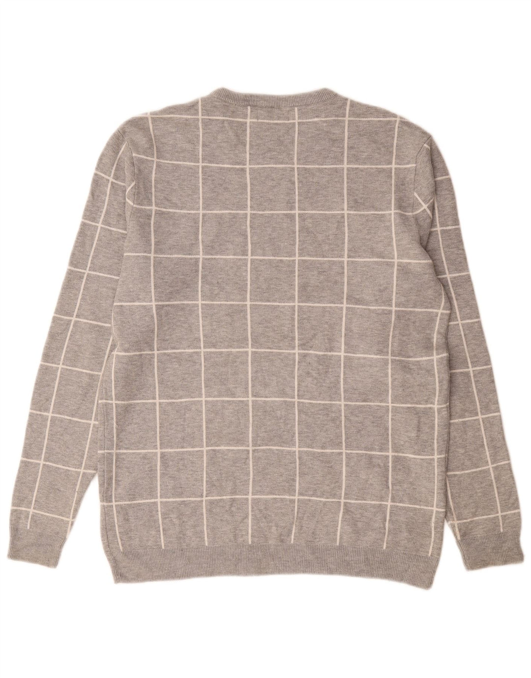 Zara Herre sweater med rund hals XL Grå ternet nylon