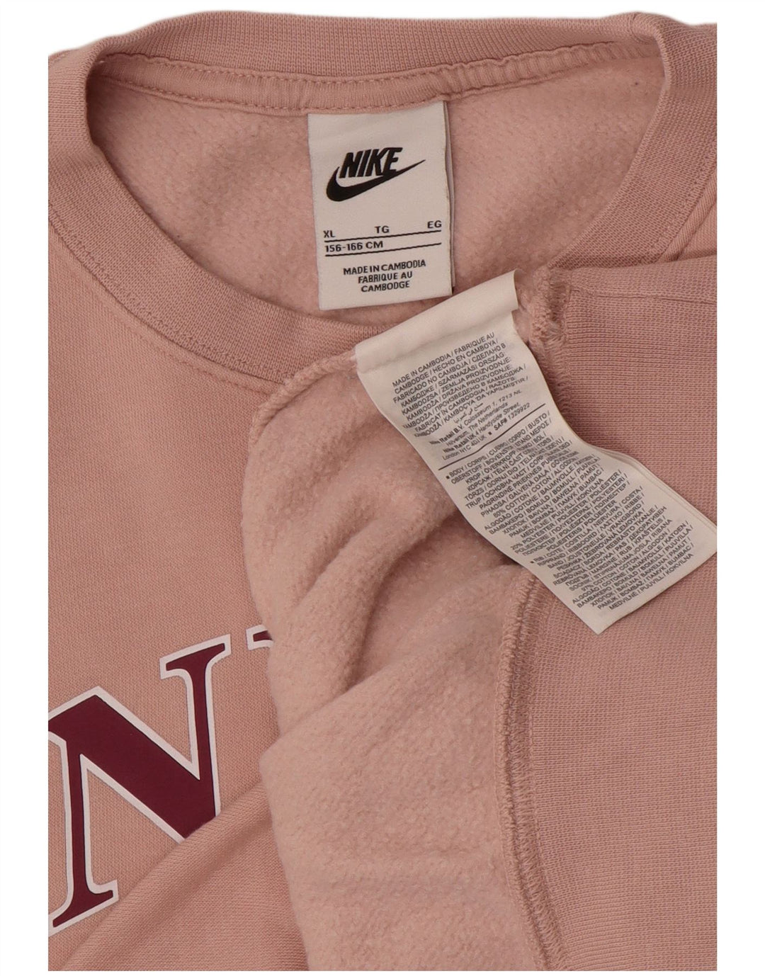 NIKE piger oversized grafisk sweatshirt trøje 13-14 år XL Pink bomuld
