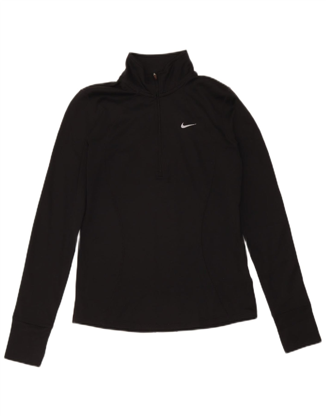 Nike Dame Dri Fit Pullover med lynlås-hals Træningsdragt Top UK 10 Lille Sort