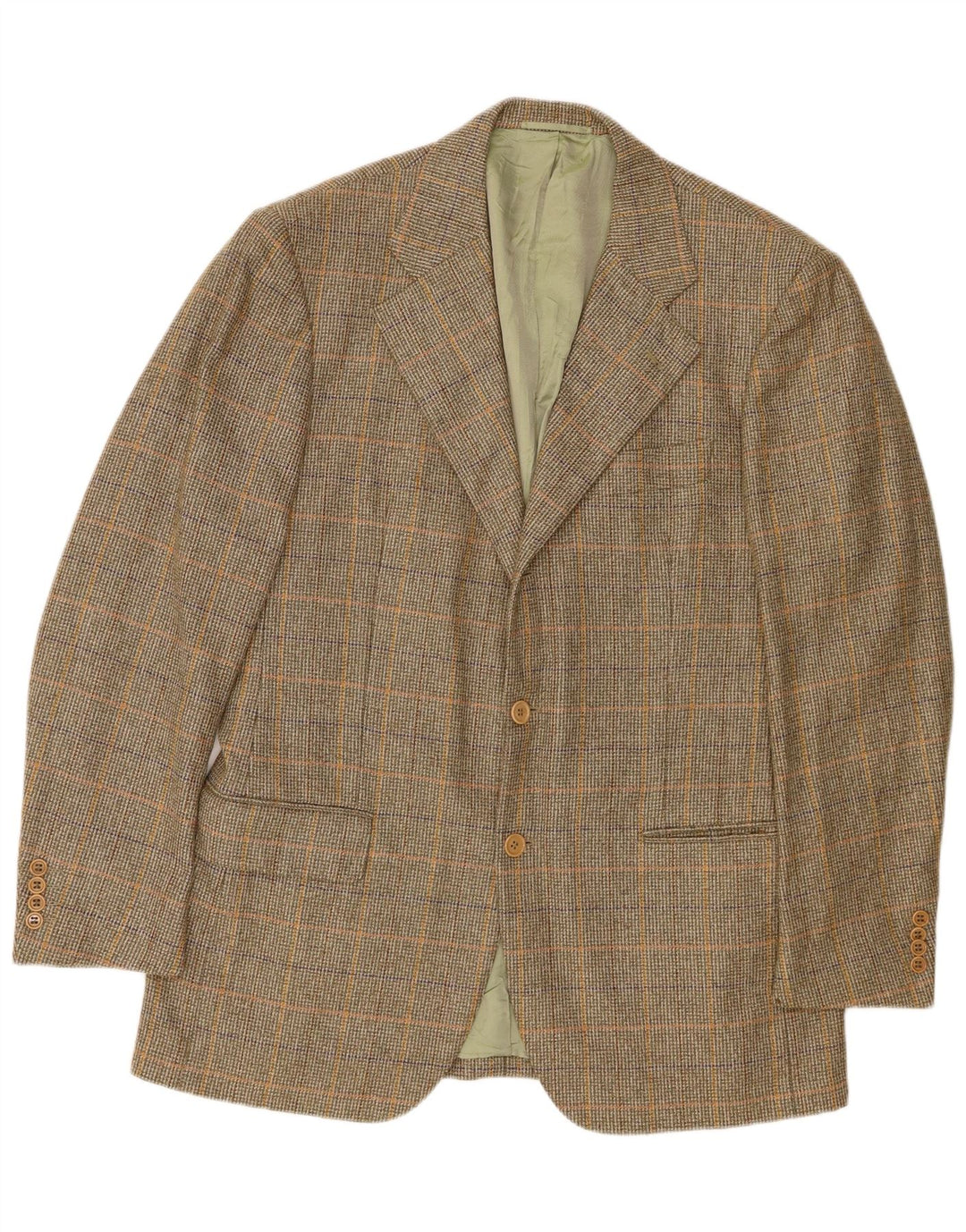 Abla Herre 2-knaps blazerjakke IT 50 Large Green Houndstooth Uld